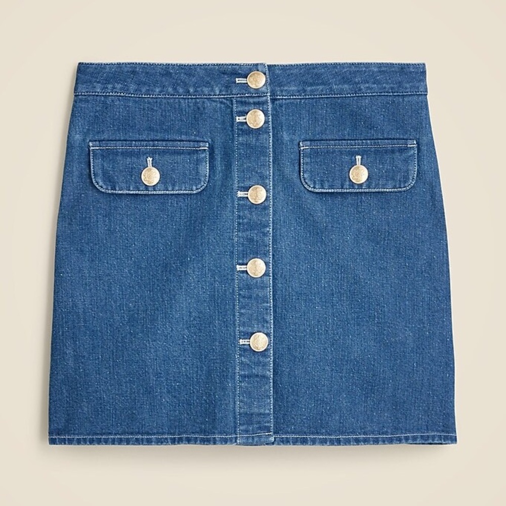 J. Crew Button-Front Denim Mini Skirt